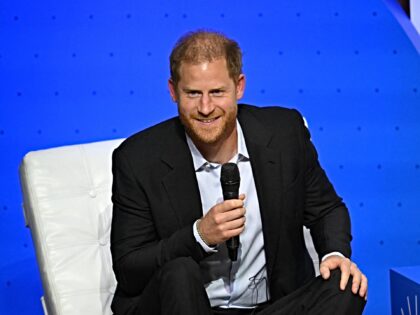 Britain's Prince Harry, Duke of Sussex, speaks during the 'Responsible Digital Future' for