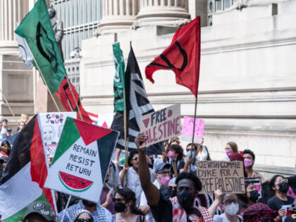 Atmosphere during pro-Palestinian protest in Midtown...