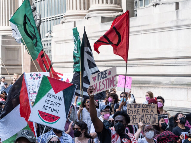 Atmosphere during pro-Palestinian protest in Midtown...