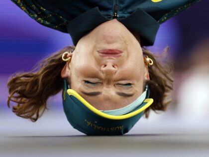 Australia's Rachael Gunn, known as Raygun competes in the Women's Breaking dance Round rob