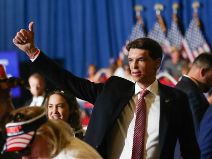 US Senate candidate Sam Brown, Republican of Nevada, gives a thumbs up before the start of