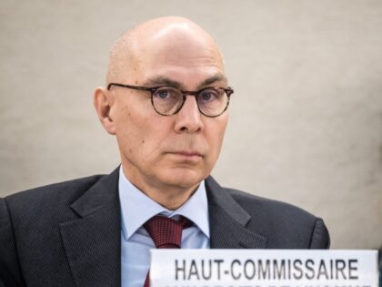 UN High Commissioner for Human Rights Volker Turk looks on while delivering his report of