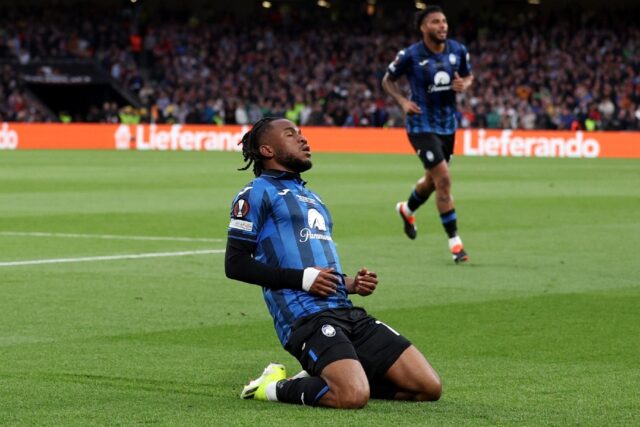 Ademola Lookman, pictured here after scoring in last season's Europa League final, scored