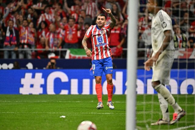 Atletico Madrid's Argentine forward Angel Correa celebrates scoring his team's equaliser a