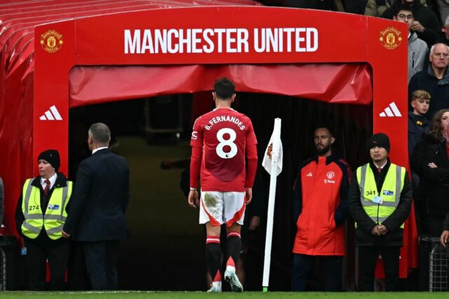 Bruno Fernandes was sent-off in Manchester United's 3-0 defeat to Tottenham