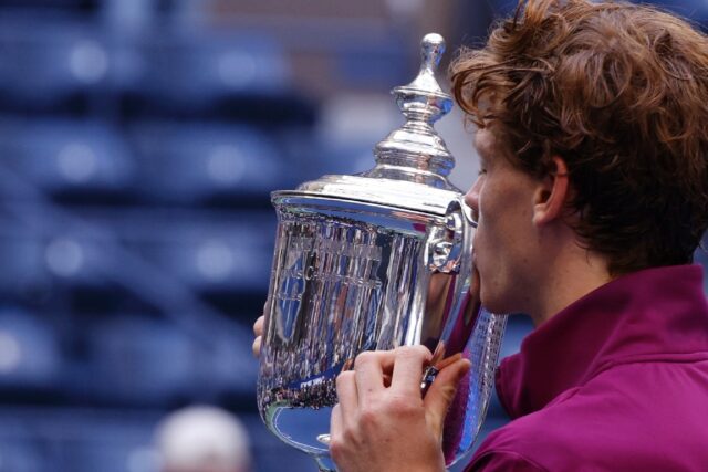 Champion: Jannik Sinner kisses the US Open trophy