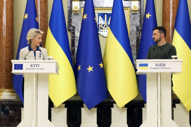 EU chief Ursula von der Leyen vowed to support Ukraine ahead of a third winter of war with