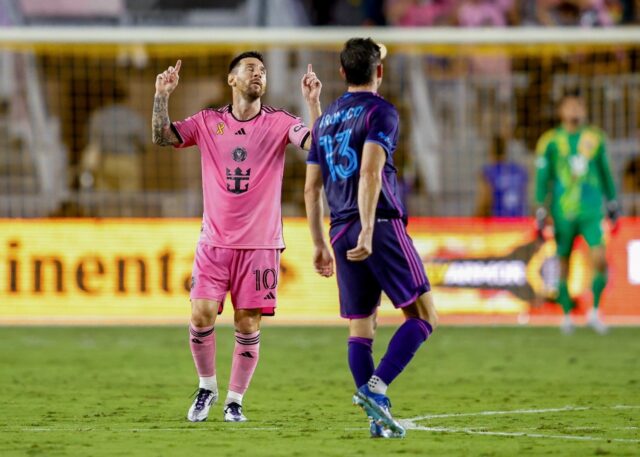 Lionel Messi (L) scored but Inter Miami were held to a 1-1 draw by Charlotte