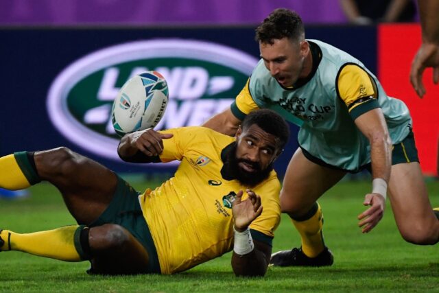 Marika Koroibete (L) and Nic White (R) will both miss Australia's clash with New Zealand