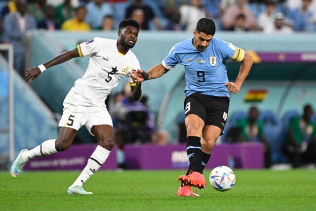 Midfielder Thomas Partey (L) was among five Premier League stars who started for Ghana aga