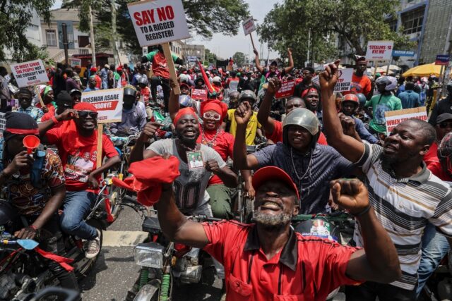 Rising tensions: Supporters of Ghana's opposition National Democratic Congress (NDC) recen