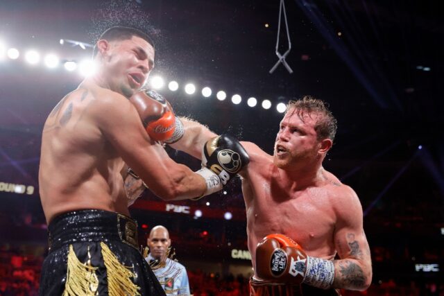 Saul 'Canelo' Alvarez lands a punch on the way to a unanimous decision victory over Edger