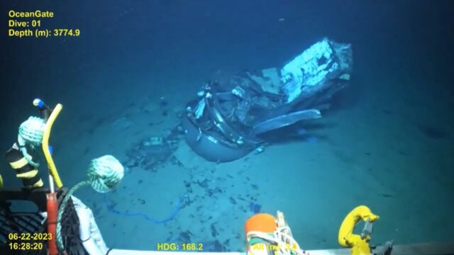 US Coast Guard footage shows the twisted wreckage of the Titan, which imploded as during a