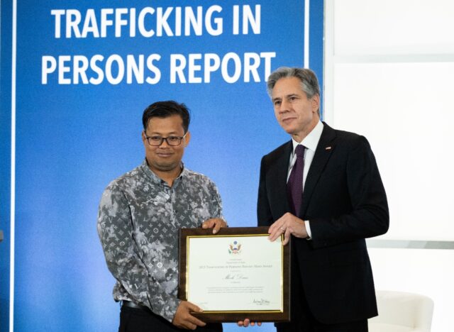 US Secretary of State Antony Blinken (R) names Mech Dara a 2023 Trafficking in Persons Rep