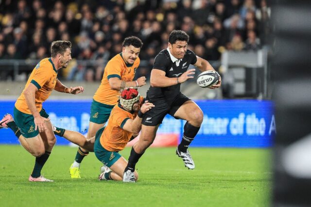 New Zealand's Caleb Clarke breaks away against Australia in Wellington