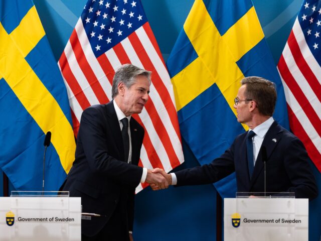 Secretary of State Antony Blinken participates in a joint press availability with Sweden's