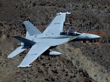 In this Feb. 27, 2017, photo, an EA-18G Growler from China Lake VX-9 Vampire squadron flie