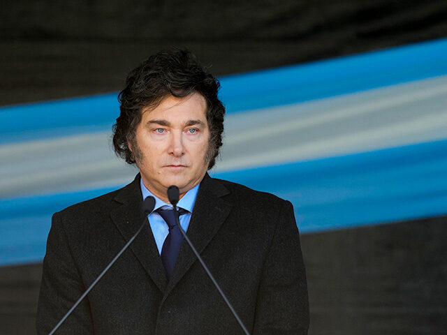 Argentina's President Javier Milei attends a ceremony to honor police who lost their lives