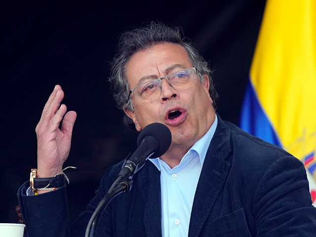 Colombia's President Gustavo Petro addresses supporters during a rally for his proposed re