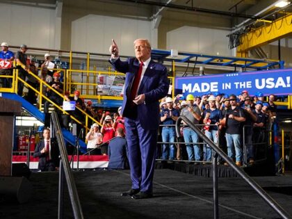 Republican presidential nominee former President Donald Trump speaks at a campaign event,