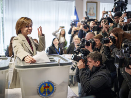 Moldova's President Maia Sandu prepares to cast her vote, in Chisinau, Moldova, Sunda