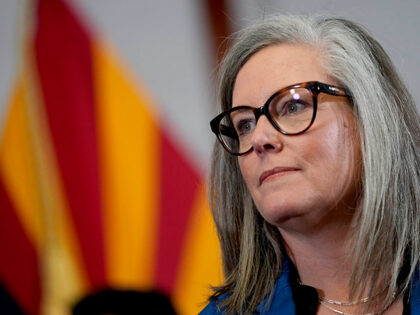 Arizona Gov. Katie Hobbs, speaks prior to signing the repeal of the Civil War-era near-tot