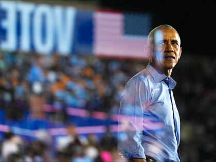 Former President Barack Obama speaks before Democratic presidential nominee Vice President