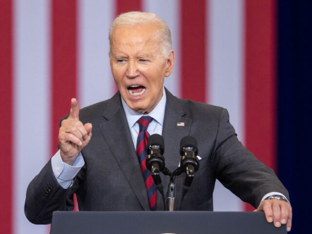 U.S. President Joe Biden delivers remarks at NHTI Concord Community College on October 22,