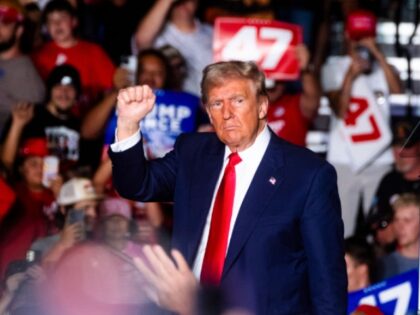 Former US President Donald Trump during a campaign event in Greensboro, North Carolina, US