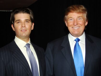 Donald Trump Jr and Donald Trump attend Donald Trump and Jorge Perez host a Reception to C