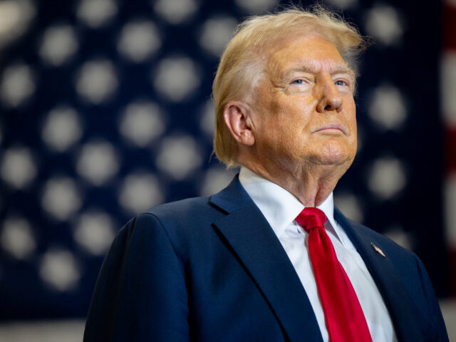 Republican presidential nominee, former U.S. President Donald Trump pauses before speaking