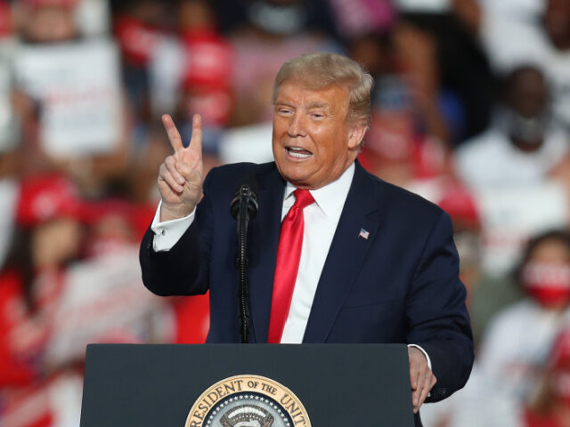 SANFORD, FLORIDA - OCTOBER 12: President Donald Trump speaks during his campaign event at