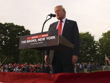 Former President Donald Trump speaks at a rally, Thursday, May 23, 2024, in the Bronx boro