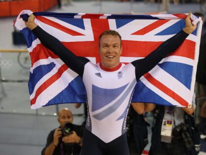 LONDON, ENGLAND - AUGUST 07: Sir Chris Hoy of Great Britain celebrates after winning the f