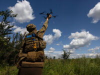 A Ukrainian drone operator named Chaynik from the 3rd Assault brigade lands his drone afte