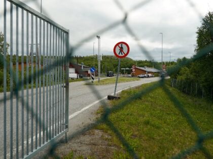 A photo taken on July 4, 2023 shows the Storskog border crossing station at the Norwegian-