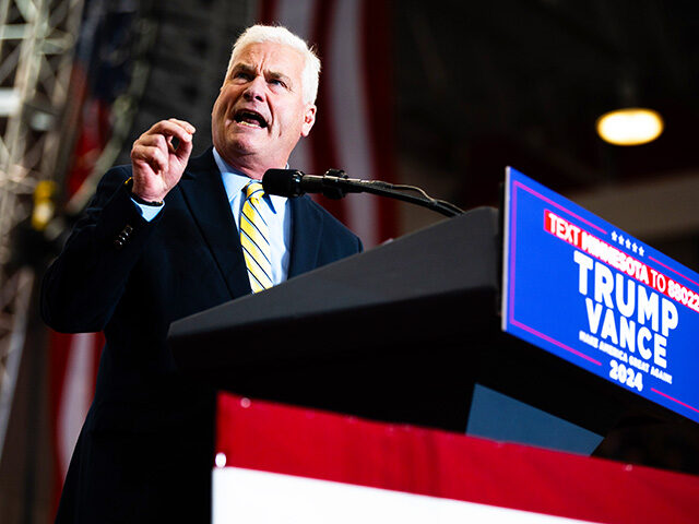 Rep. Tom Emmer (R-MN) speaks at a rally featuring U.S. Republican Presidential nominee for