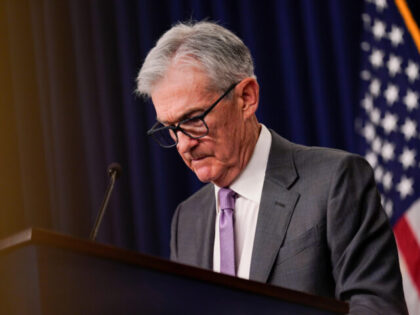 Jerome Powell, chairman of the US Federal Reserve, during a news conference following a Fe