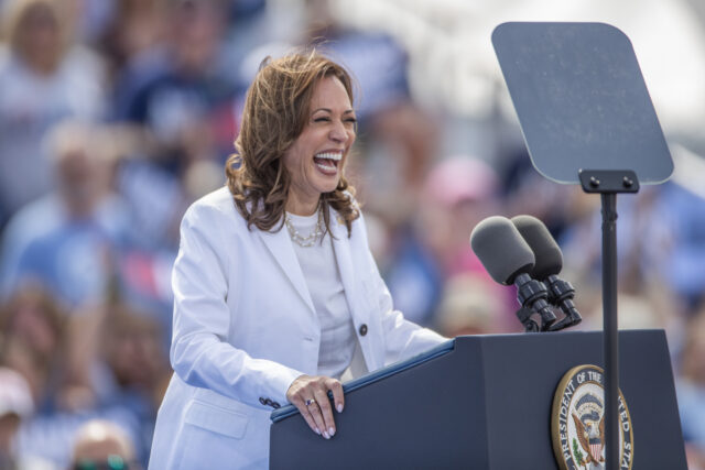 WISCONSIN, US - AUGUST 7: US Vice President Kamala Harris speaks during her and Governor T