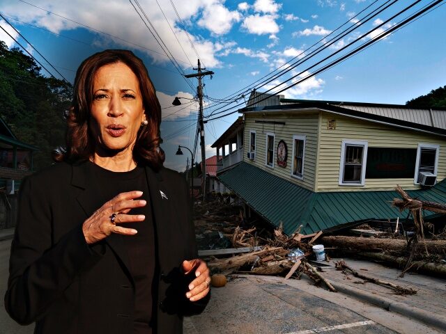 A damaged structure is seen in downtown Chimney Rock, North Carolina, October 2, 2024, aft