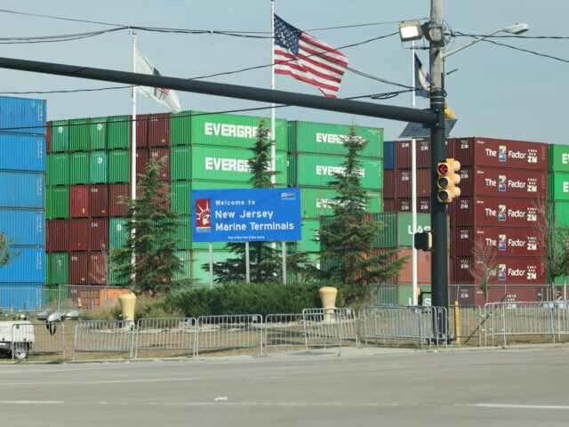 NEWARK, NEW JERSEY - OCTOBER 04: Shipping containers are seen at Port of Newark on October