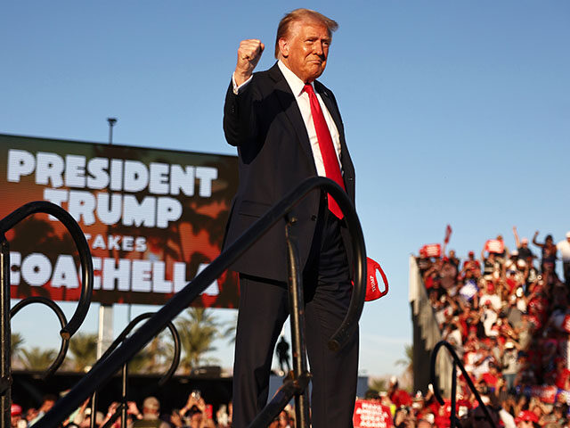 Republican presidential nominee, former U.S. President Donald Trump gestures while walking