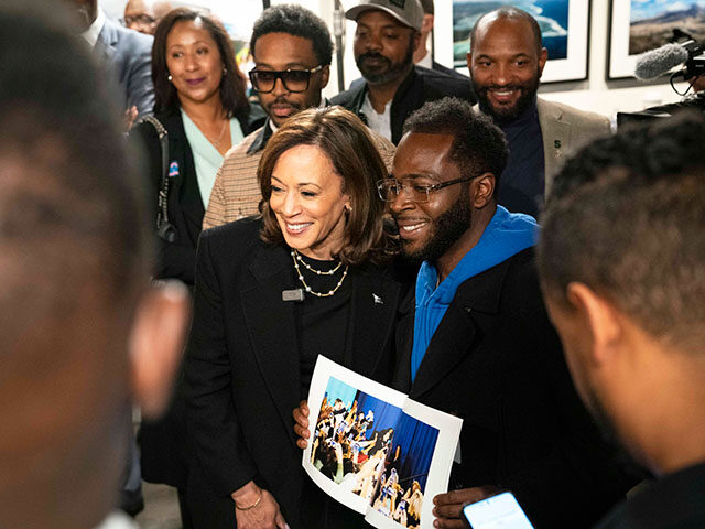 Democratic nominee Vice President Kamala Harris stops at Norwest Gallery of Art, a Black-o