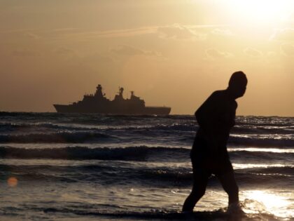 A picture taken on February 3, 2014, shows the Danish navy warship HDMS Esbern Snare outsi