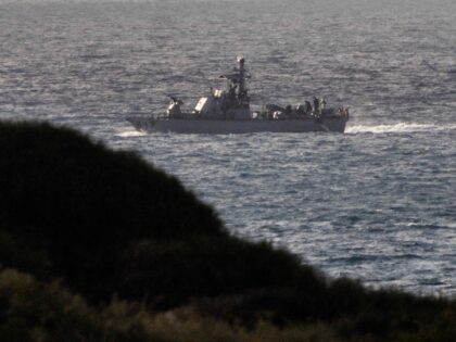 An Israeli navy vessel patrols the Mediterranean Sea, Israel, Saturday, Sept. 21, 2024. (A