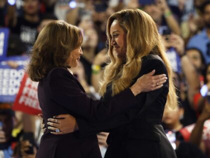 Musical artist Beyonce, right, and Democratic presidential nominee Vice President Kamala H