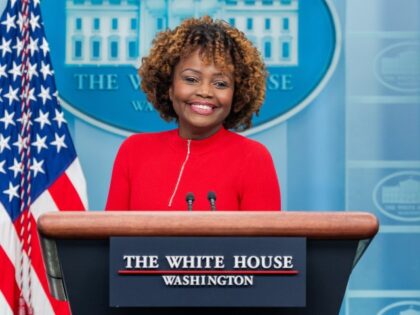 Press Secretary Karine Jean-Pierre holds a press briefing February 13, 2023, in the James