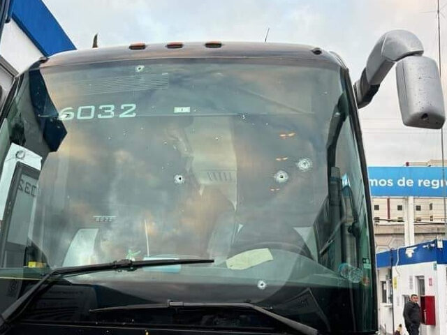 Passenger bus that came under fire in Mexico (Breitbart Texas / Cartel Chronicles)