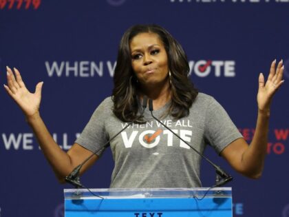 Former first lady Michelle Obama speaks during a When We All Vote's National Week of