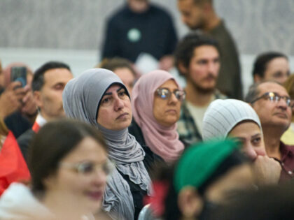 Muslim Americans attend an event by "Abandon Harris" campaign co-founder Hassan